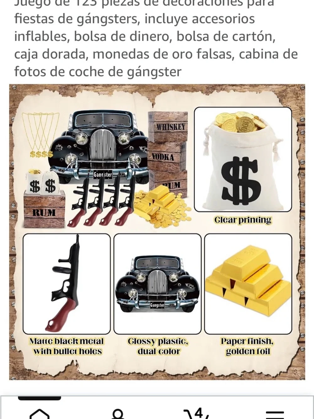Gangster Party Decoration Set — Black & Gold